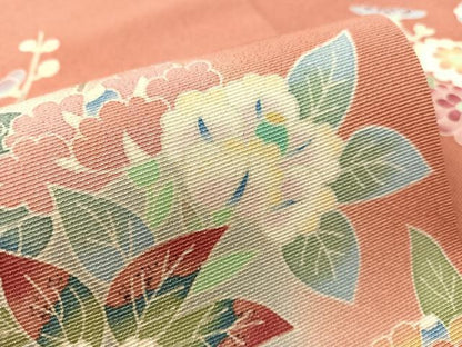 平和屋着物●本加賀友禅作家　押田正義　九寸名古屋帯　草花文　正絹　逸品　CABJ0699vp