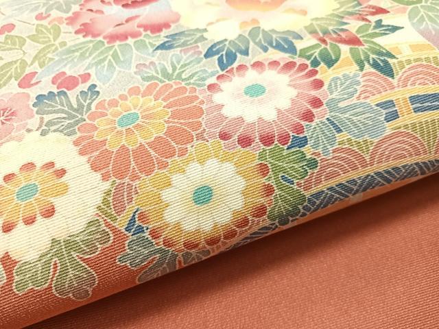 平和屋着物●本加賀友禅作家　押田正義　九寸名古屋帯　草花文　正絹　逸品　CABJ0699vp