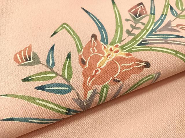 平和屋着物●九寸開き名古屋帯　紅型　草花文　正絹　逸品　未使用　CABJ0700vp