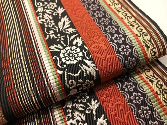 平和屋着物●本場筑前博多織　八寸名古屋帯　吉祥花間道　長尺　正絹　逸品　未使用　CABJ0701vp