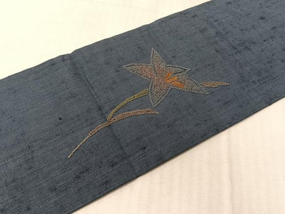 平和屋着物●中国三大刺繍　スワトウ相良刺繍　総刺繍　九寸名古屋帯　紬地　枝花文　正絹　逸品　CABJ0711vp