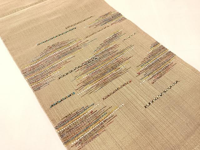 平和屋着物●八寸名古屋帯　霞文　金糸　正絹　逸品　CABJ0712vp