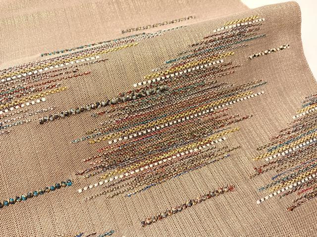 平和屋着物●八寸名古屋帯　霞文　金糸　正絹　逸品　CABJ0712vp