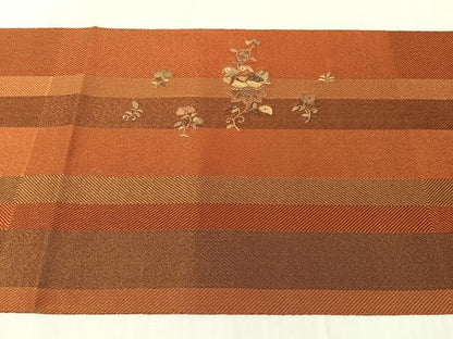 平和屋着物●ひなや工房　くむ・あむ・おる　伊豆蔵明彦　太鼓柄袋帯　総刺繍　鴛鴦花唐草文　金糸　正絹　逸品　CABJ0719vp