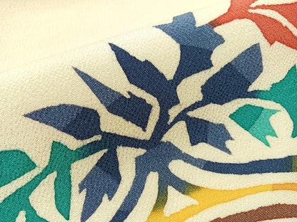平和屋着物●皆川泰蔵　染色家　九寸名古屋帯　型染め　飛鳥文　鬼しぼ縮緬　正絹　逸品　CABJ0722vp
