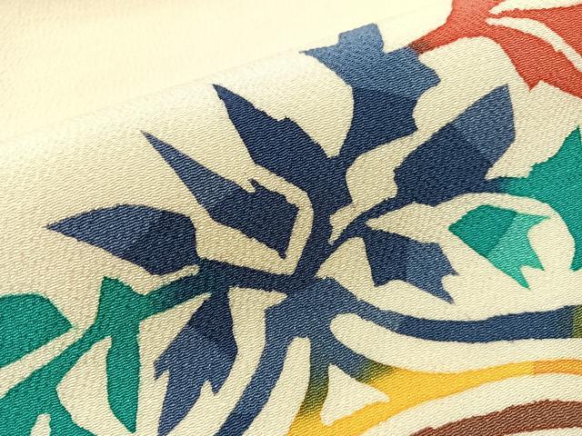 平和屋着物●皆川泰蔵　染色家　九寸名古屋帯　型染め　飛鳥文　鬼しぼ縮緬　正絹　逸品　CABJ0722vp