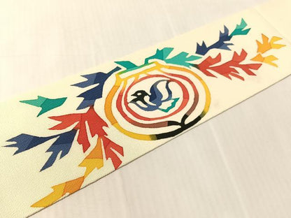 平和屋着物●皆川泰蔵　染色家　九寸名古屋帯　型染め　飛鳥文　鬼しぼ縮緬　正絹　逸品　CABJ0722vp