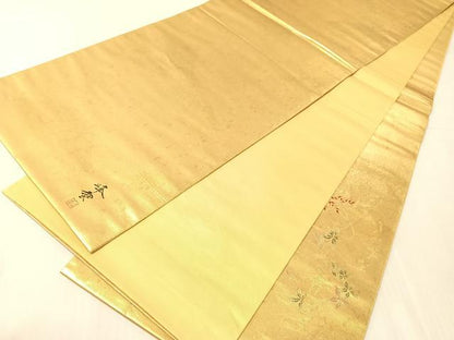 平和屋着物●太鼓柄袋帯　作家物　陶漆箔　腕くらべ　正絹　逸品　未使用　CABJ0728vp