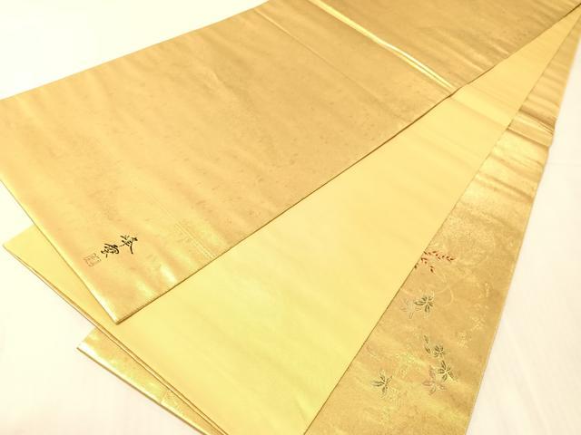 平和屋着物●太鼓柄袋帯　作家物　陶漆箔　腕くらべ　正絹　逸品　未使用　CABJ0728vp