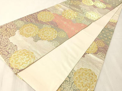 平和屋着物●六通柄袋帯　正倉院吉祥花文　金銀糸　正絹　逸品　未使用　CABJ0729vp