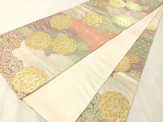 平和屋着物●六通柄袋帯　正倉院吉祥花文　金銀糸　正絹　逸品　未使用　CABJ0729vp