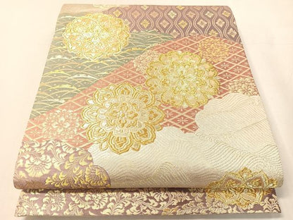 平和屋着物●六通柄袋帯　正倉院吉祥花文　金銀糸　正絹　逸品　未使用　CABJ0729vp