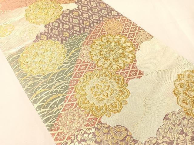 平和屋着物●六通柄袋帯　正倉院吉祥花文　金銀糸　正絹　逸品　未使用　CABJ0729vp