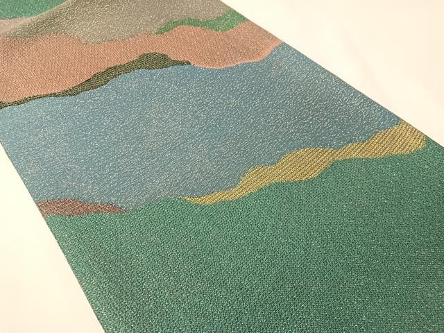 平和屋着物●全通柄袋帯　道長文様　金通し地　正絹　逸品　CABJ0730vp