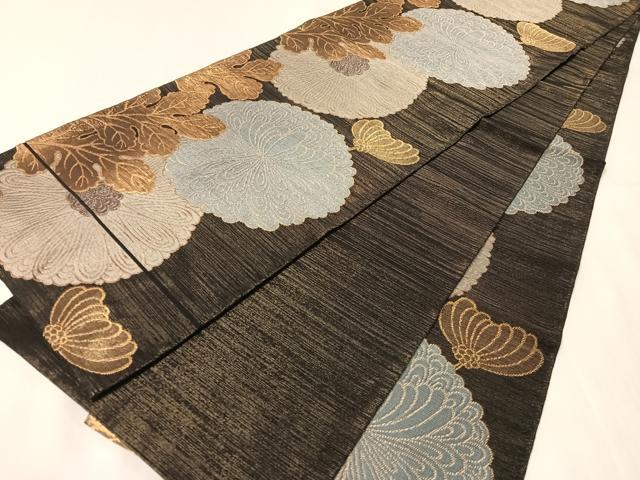 平和屋着物●全通柄　本袋帯　菊花文　金銀糸　正絹　逸品　CABJ0731vp
