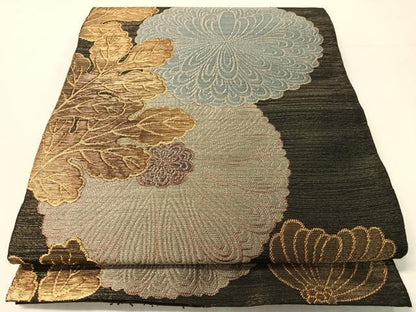 平和屋着物●全通柄　本袋帯　菊花文　金銀糸　正絹　逸品　CABJ0731vp