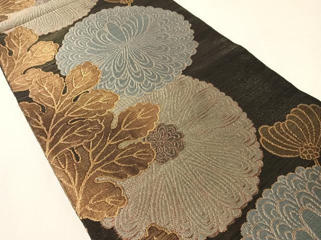 平和屋着物●全通柄　本袋帯　菊花文　金銀糸　正絹　逸品　CABJ0731vp