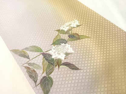平和屋着物●太鼓柄袋帯　手描き　紙芸　草花文　正絹　逸品　未使用　CABJ0732vp