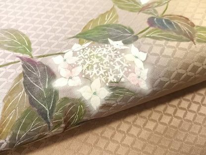 平和屋着物●太鼓柄袋帯　手描き　紙芸　草花文　正絹　逸品　未使用　CABJ0732vp