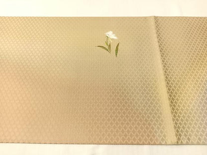 平和屋着物●太鼓柄袋帯　手描き　紙芸　草花文　正絹　逸品　未使用　CABJ0732vp