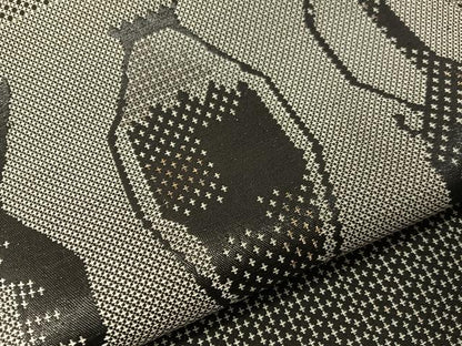平和屋着物●九寸名古屋帯　陶器文　黒地　金銀糸　正絹　逸品　CABJ0733vp