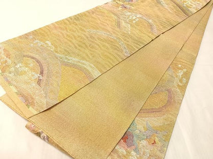 平和屋着物▽六通柄袋帯　スリーシーズン　春夏秋　櫛織　草花文　金銀糸　正絹　逸品　未使用　CABJ0736vp