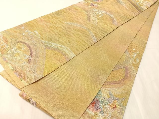 平和屋着物▽六通柄袋帯　スリーシーズン　春夏秋　櫛織　草花文　金銀糸　正絹　逸品　未使用　CABJ0736vp