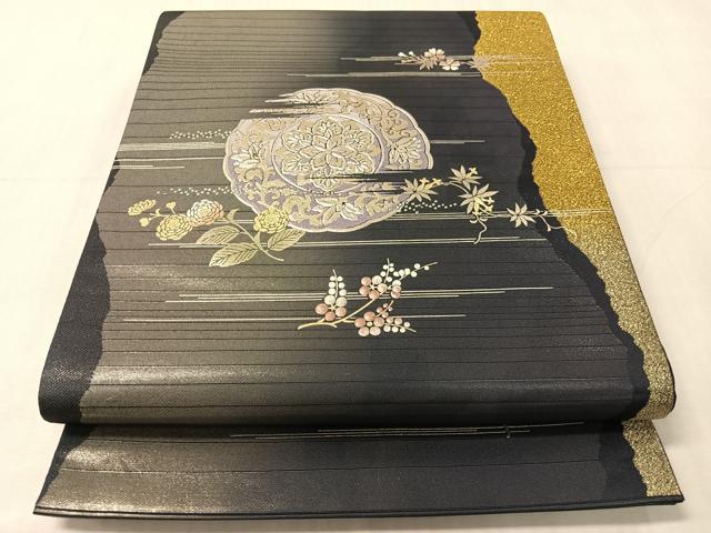 平和屋着物●金彩友禅　卓越技能者・名工・和田光正　太鼓柄袋帯　光正高蒔絵　正絹　逸品　未使用　CABJ0742vp