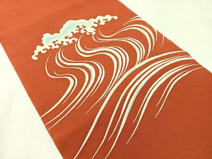平和屋着物●九寸開き名古屋帯　立波文　鬼しぼ縮緬　正絹　逸品　CABJ0745vp