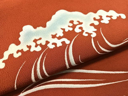 平和屋着物●九寸開き名古屋帯　立波文　鬼しぼ縮緬　正絹　逸品　CABJ0745vp
