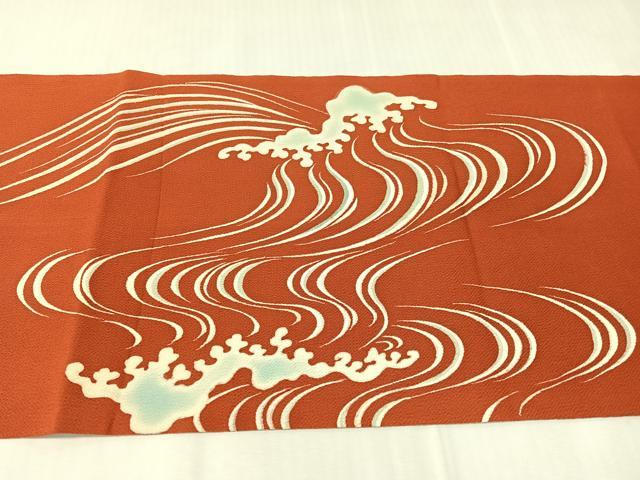 平和屋着物●九寸開き名古屋帯　立波文　鬼しぼ縮緬　正絹　逸品　CABJ0745vp