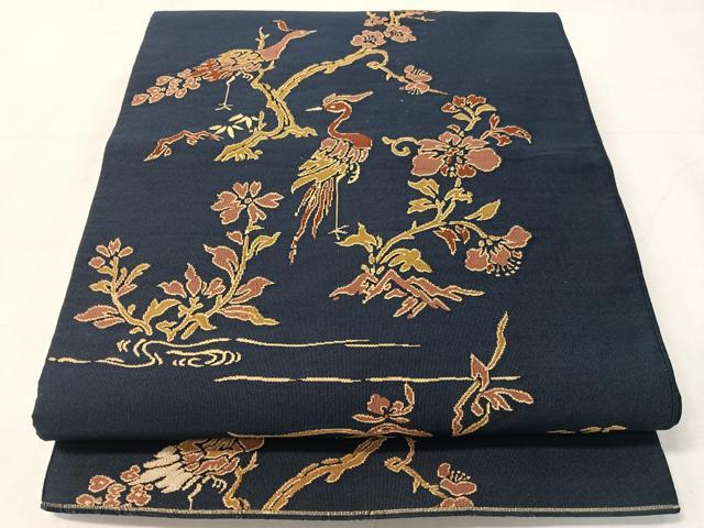 平和屋着物●太鼓柄袋帯　綴れ　花鳥文　金糸　正絹　逸品　CABJ0747vp