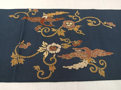 平和屋着物●太鼓柄袋帯　綴れ　花鳥文　金糸　正絹　逸品　CABJ0747vp