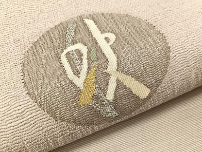 平和屋着物●八寸名古屋帯　紬地　春夏秋冬　金糸　正絹　逸品　CABJ0748vp