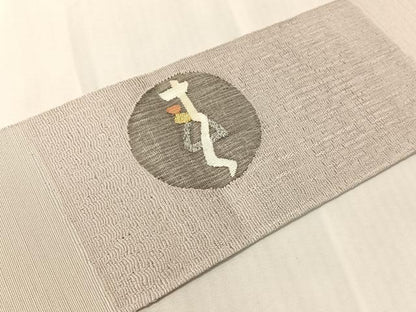 平和屋着物●八寸名古屋帯　紬地　春夏秋冬　金糸　正絹　逸品　CABJ0748vp