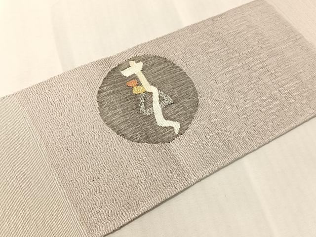 平和屋着物●八寸名古屋帯　紬地　春夏秋冬　金糸　正絹　逸品　CABJ0748vp