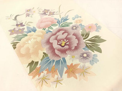 平和屋着物●爪掻き本綴れ　八寸名古屋帯　草花文　金銀糸　正絹　逸品　CABJ0749vp