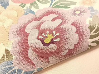 平和屋着物●爪掻き本綴れ　八寸名古屋帯　草花文　金銀糸　正絹　逸品　CABJ0749vp