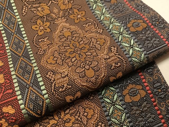 平和屋着物●本場筑前博多織　八寸名古屋帯　花兎間道　正絹　逸品　CABJ0751vp
