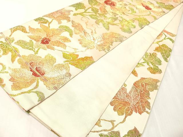平和屋着物●六通柄　本袋帯　印金花鳥文　金糸　正絹　逸品　CABJ0752vp