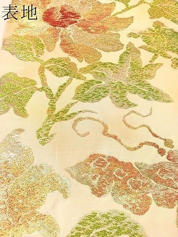 平和屋着物●六通柄　本袋帯　印金花鳥文　金糸　正絹　逸品　CABJ0752vp