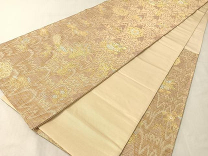 平和屋着物●六通柄袋帯　太子間道　正倉院花鳥文　金銀糸　正絹　逸品　CABJ0753vp