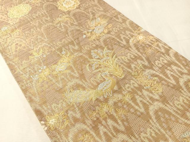 平和屋着物●六通柄袋帯　太子間道　正倉院花鳥文　金銀糸　正絹　逸品　CABJ0753vp