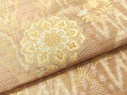 平和屋着物●六通柄袋帯　太子間道　正倉院花鳥文　金銀糸　正絹　逸品　CABJ0753vp