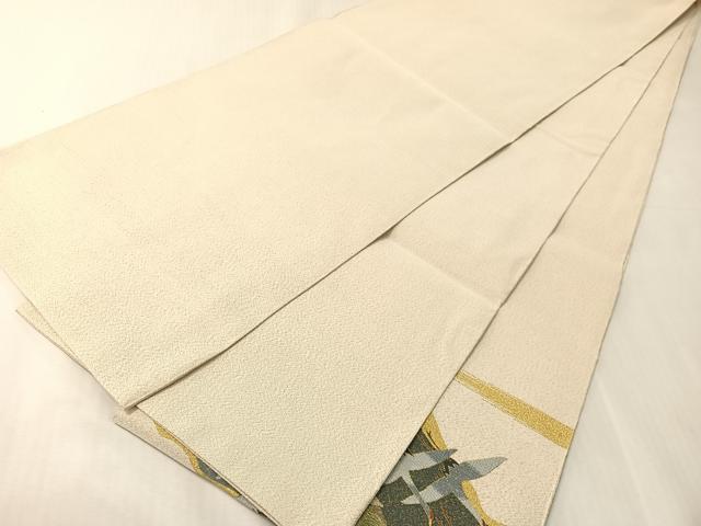平和屋着物●爪掻き本綴れ　太鼓柄袋帯　遠山飛鶴風景文　金銀糸　正絹　逸品　CABJ0758vp