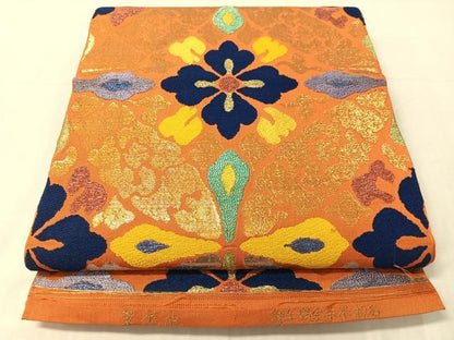 平和屋着物●龍村美術織物　六通柄　本袋帯　名物米木金襴手錦　金銀糸　正絹　逸品　CABJ0759vp