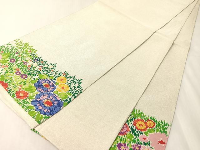 平和屋着物●太鼓柄袋帯　綴れ　草花文　金銀糸　正絹　逸品　CABJ0761vp