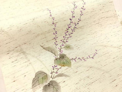 平和屋着物●九寸名古屋帯　ぜんまい紬　手描き　草花文　正絹　逸品　CABJ0765vp