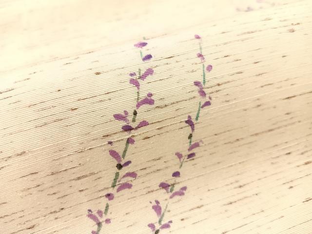 平和屋着物●九寸名古屋帯　ぜんまい紬　手描き　草花文　正絹　逸品　CABJ0765vp