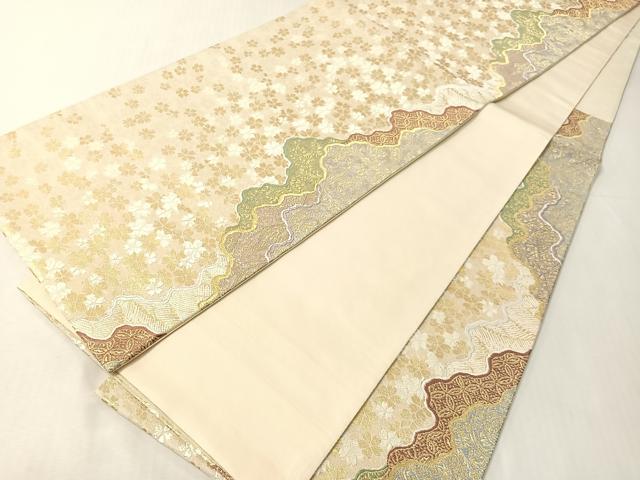 平和屋着物●六通柄袋帯　唐織　有栖川綴　道長舞桜　金糸　正絹　逸品　CABJ0767vp